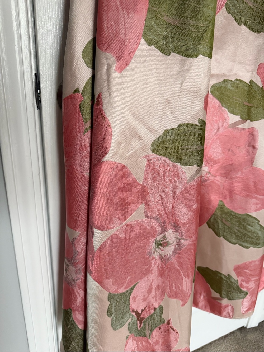 Alex Evenings One-Shoulder Pink/Peach Floral Dress with Green Leaves - Picture 7 of 16